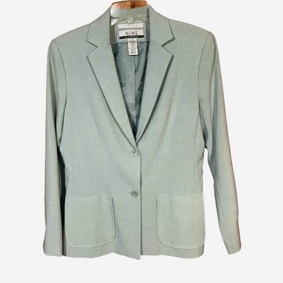 Nine & Co VTG Mint Green Stretch Blazer Y2K Careercore Quiet Luxury Size 8 - Picture 1 of 6